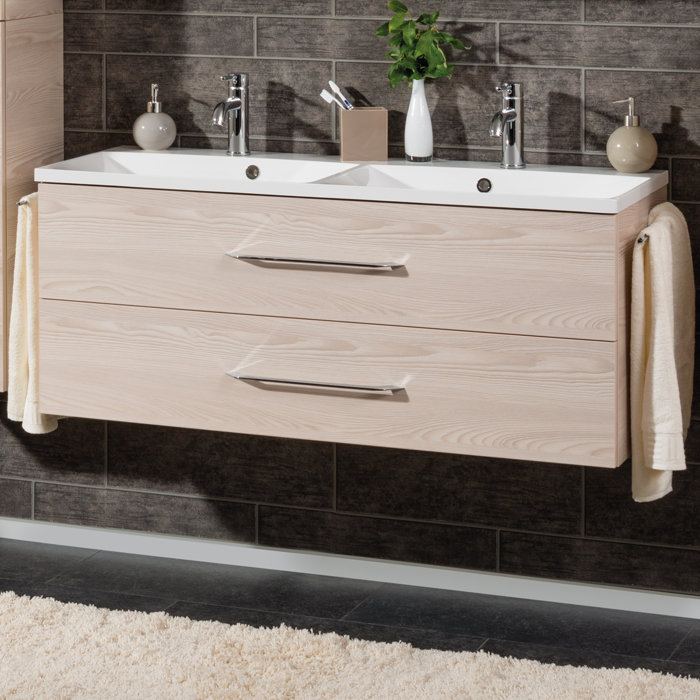 Fackelmann 120 cm breiter wandmontierter Doppelwaschtisch B.Clever